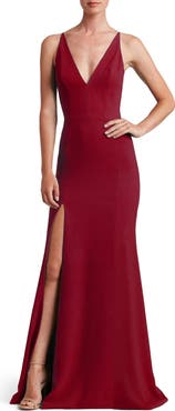 Dress the Population Iris Slit Crepe Gown