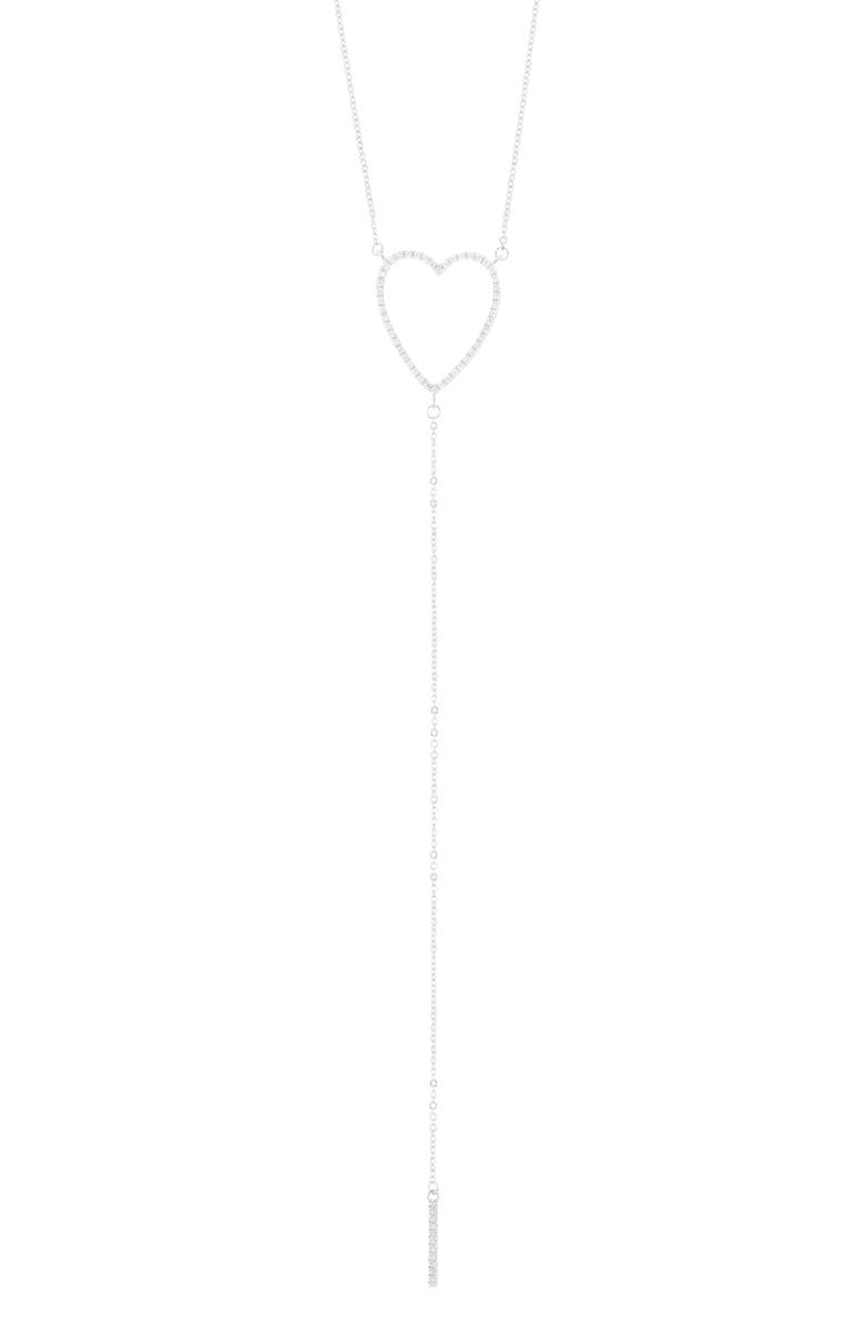 Adornia Heart Lariat Necklace, Main, color, Silver