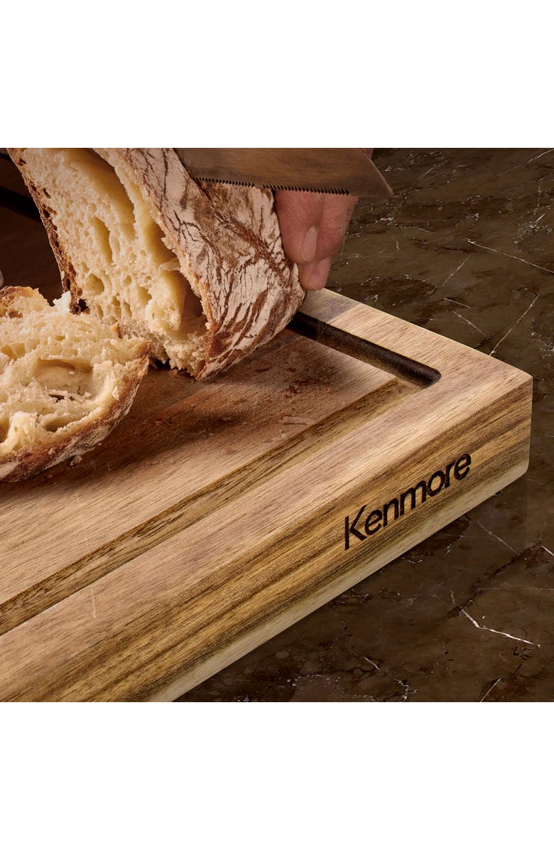 Kenmore Archer 21 Inch Acacia Wood Cutting Board with Groove Handles, Alternate, color, Brown