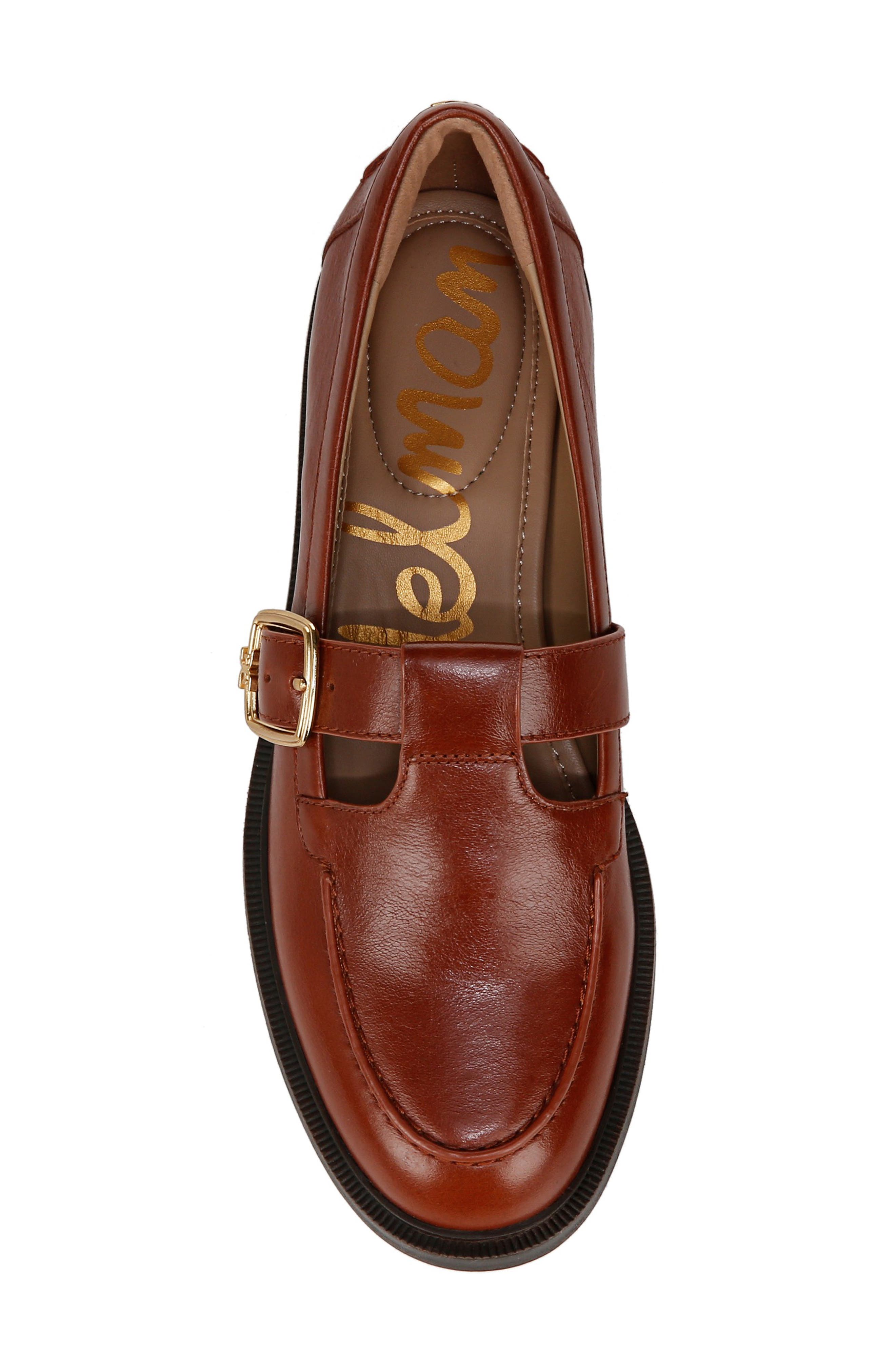 Elaina T-Strap Flat, Alternate, color, WARM CHESTNUT