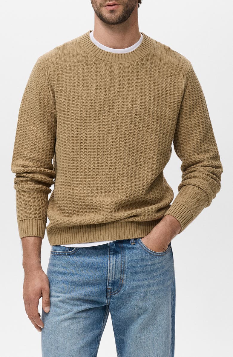 MANGO Crewneck Sweater, Main, color, Beige