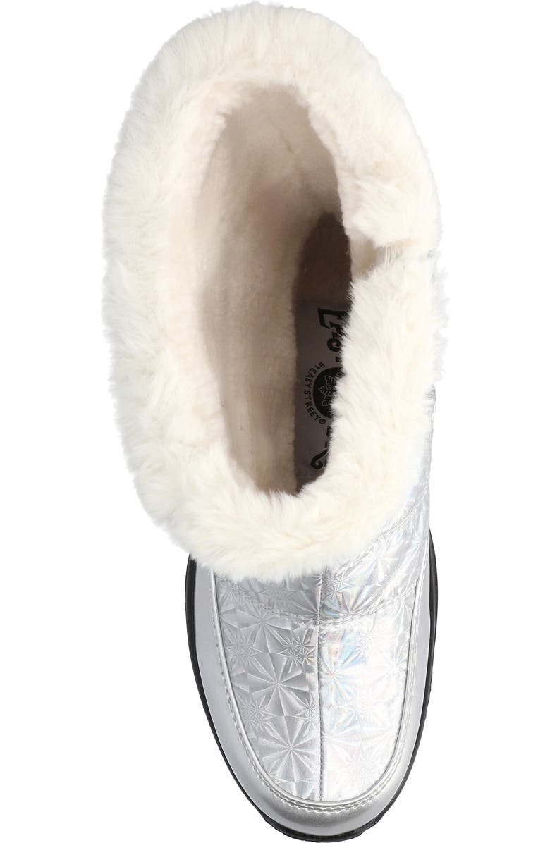 EASY STREET Cuddle Faux Fur Waterproof Boot, Alternate, color, Silver Patent- Nylon-Lined