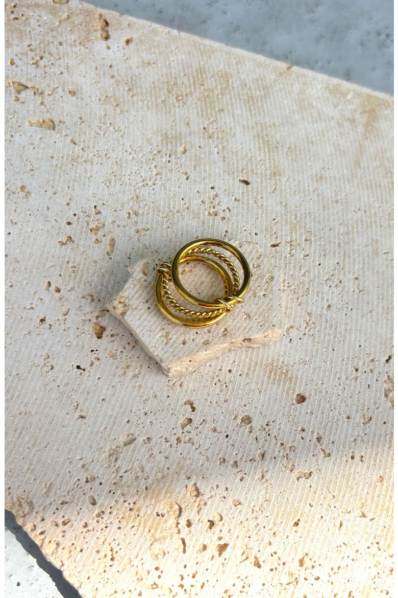 18K Gold Plated Stacked Band Ring, Alternate, color, GOLD