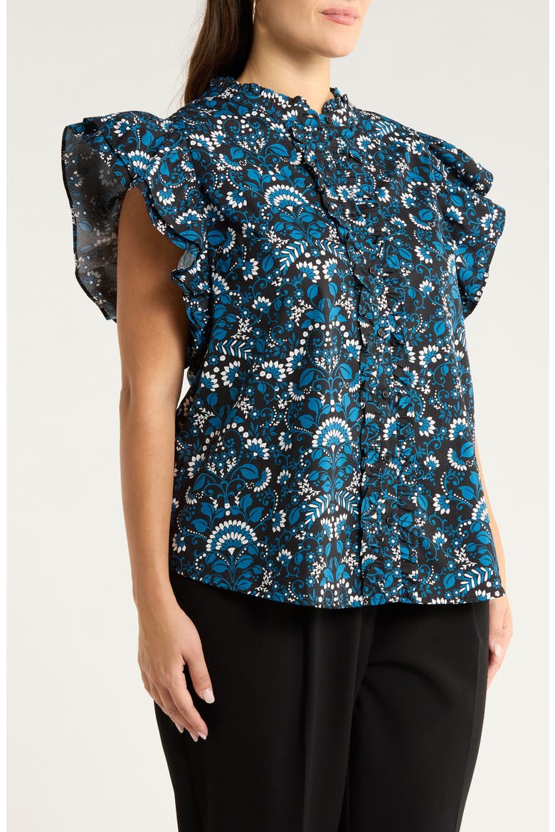 Etta Floral Print Sleeveless Top, Alternate, color, TEAL-MULTI