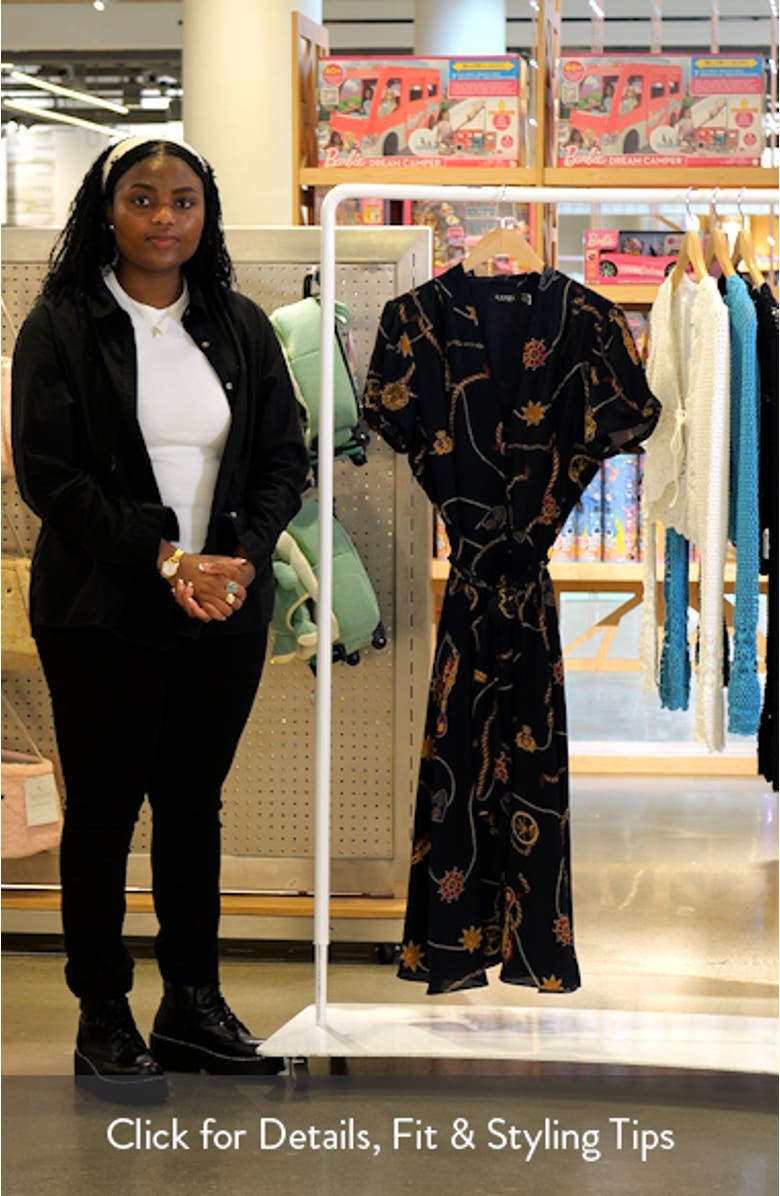 Nautical Print Belted Georgette Shirtdress, sales video thumbnail