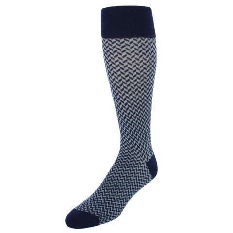 Benoit Herringbone Patterned Mid-Calf Merino Wool Socks (1 Pair)