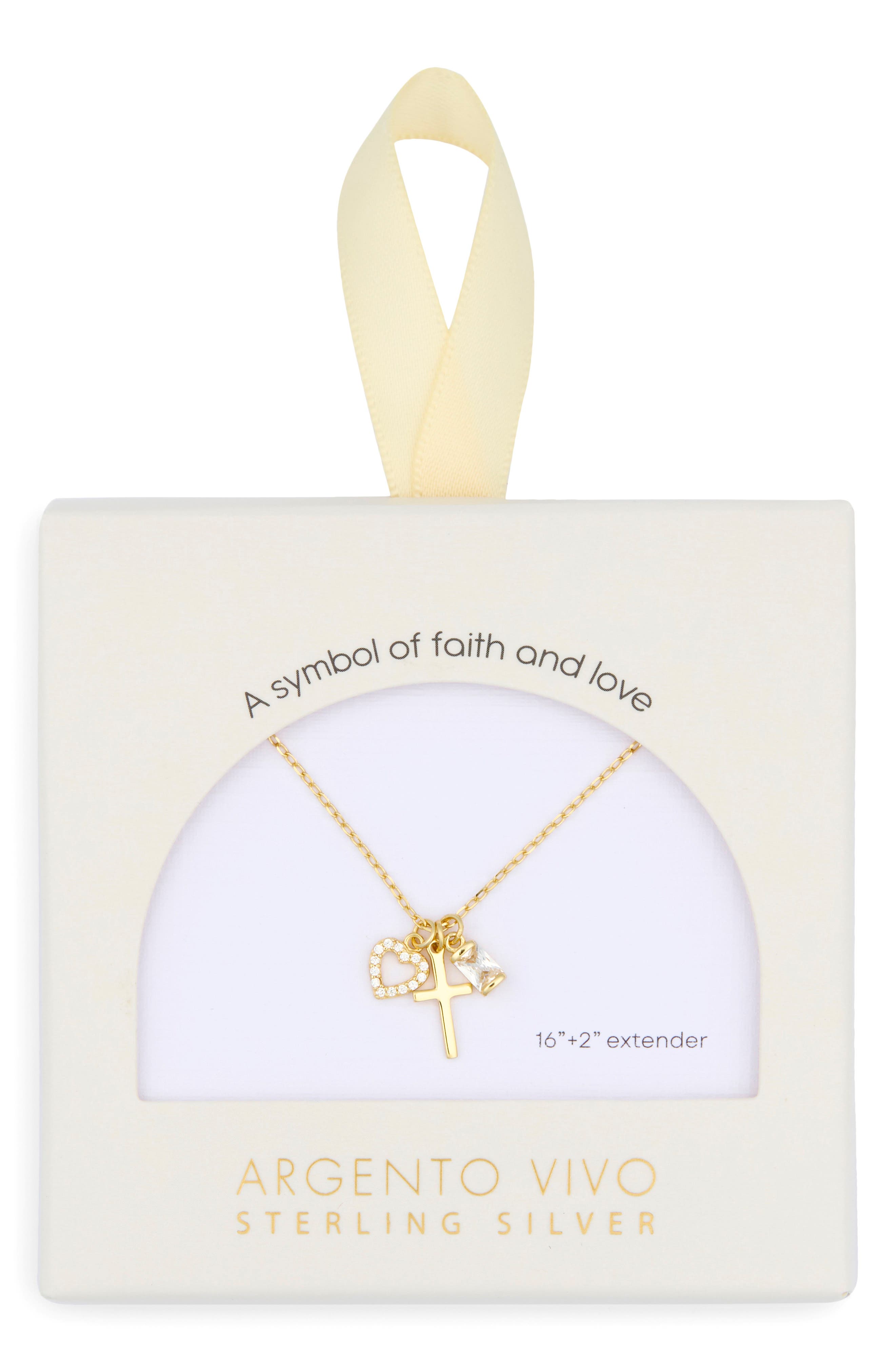 Argento Vivo Sterling Silver Sentimental Cross Pendant Necklace