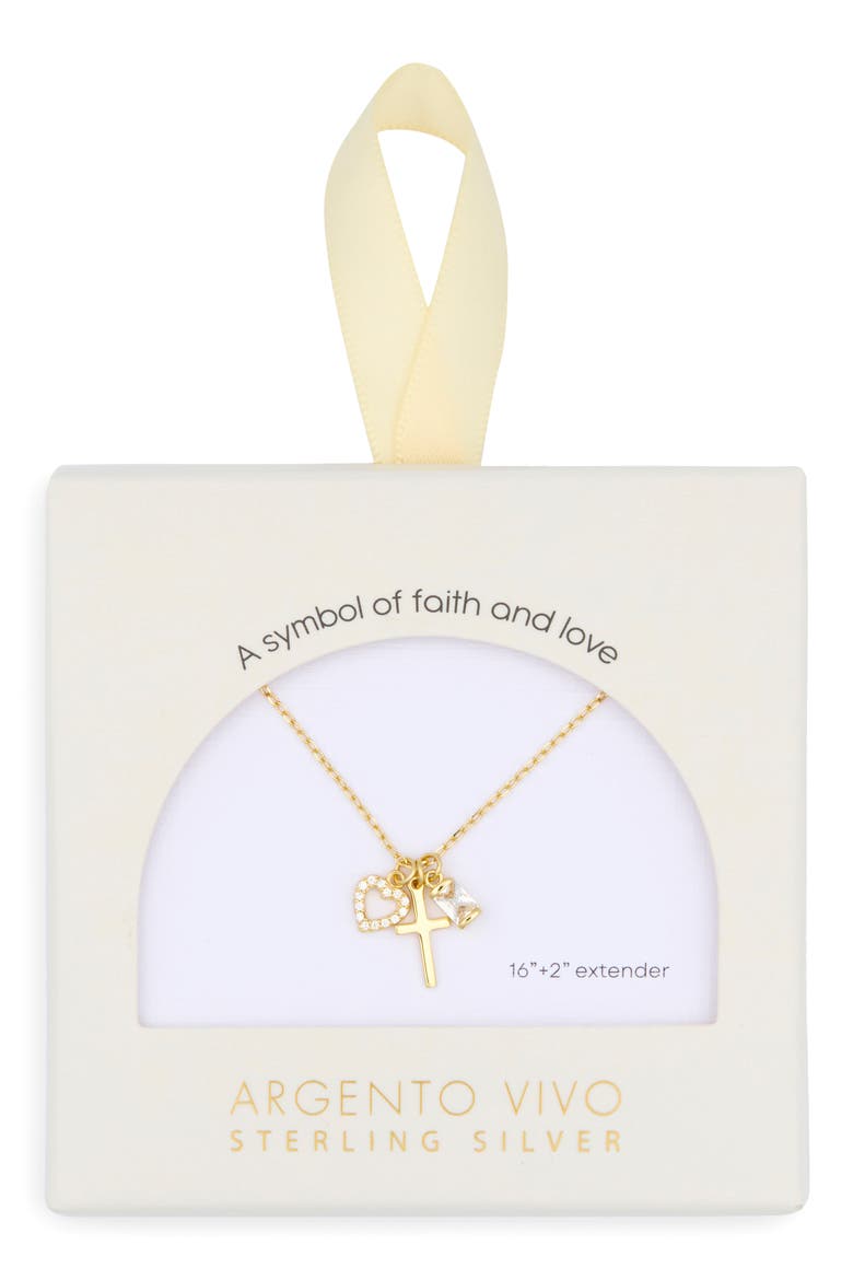 Sentimental Cross Pendant Necklace, Main, color, GOLD