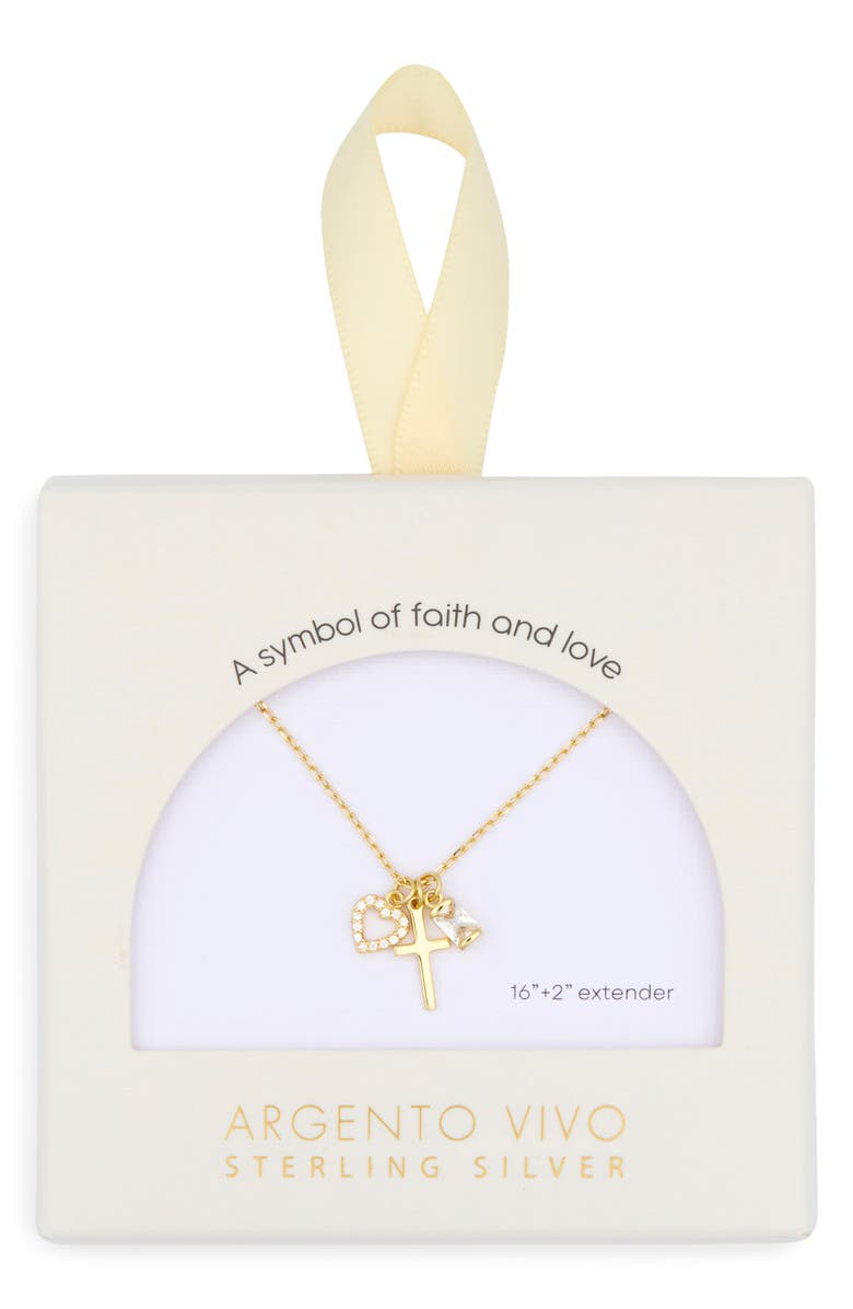 Argento Vivo Sterling Silver Sentimental Cross Pendant Necklace, Main, color, Gold