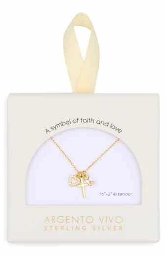 Argento Vivo Sterling Silver Sentimental Cross Pendant Necklace