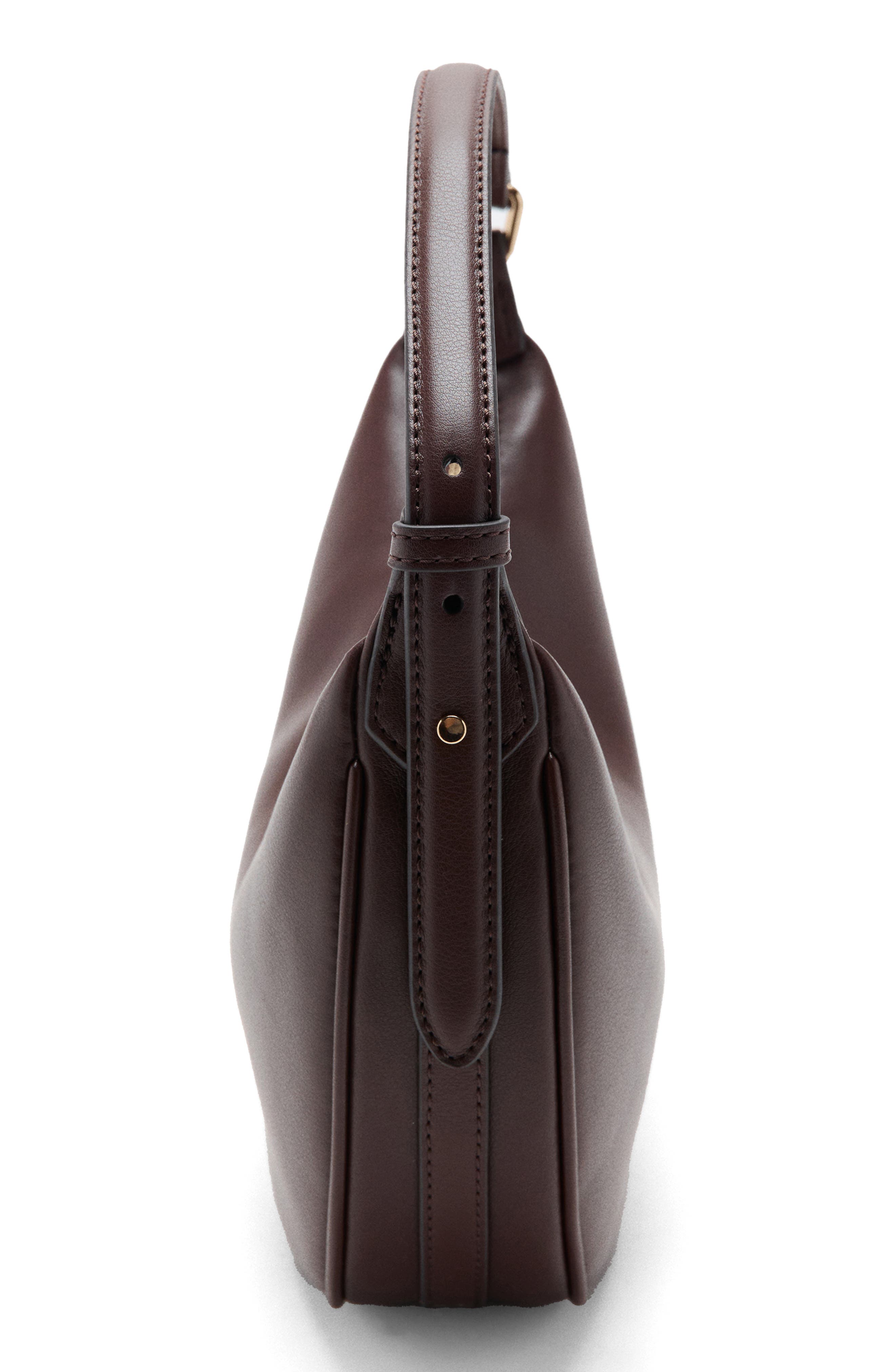 MANGO Oval Faux Leather Shoulder Bag, Alternate, color, Chocolate