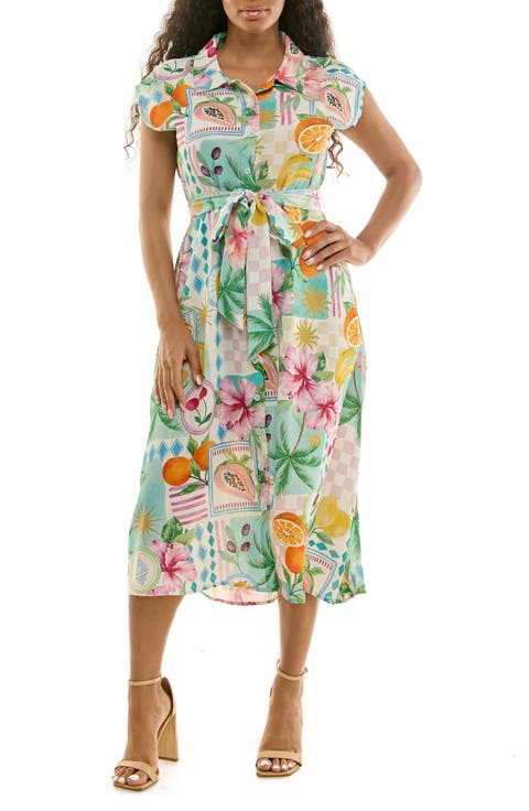 Print Short Sleeve Shirtdress