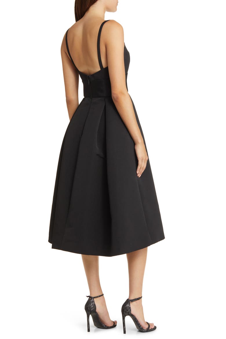 Faille Cocktail Midi Dress, Alternate, color, BLACK