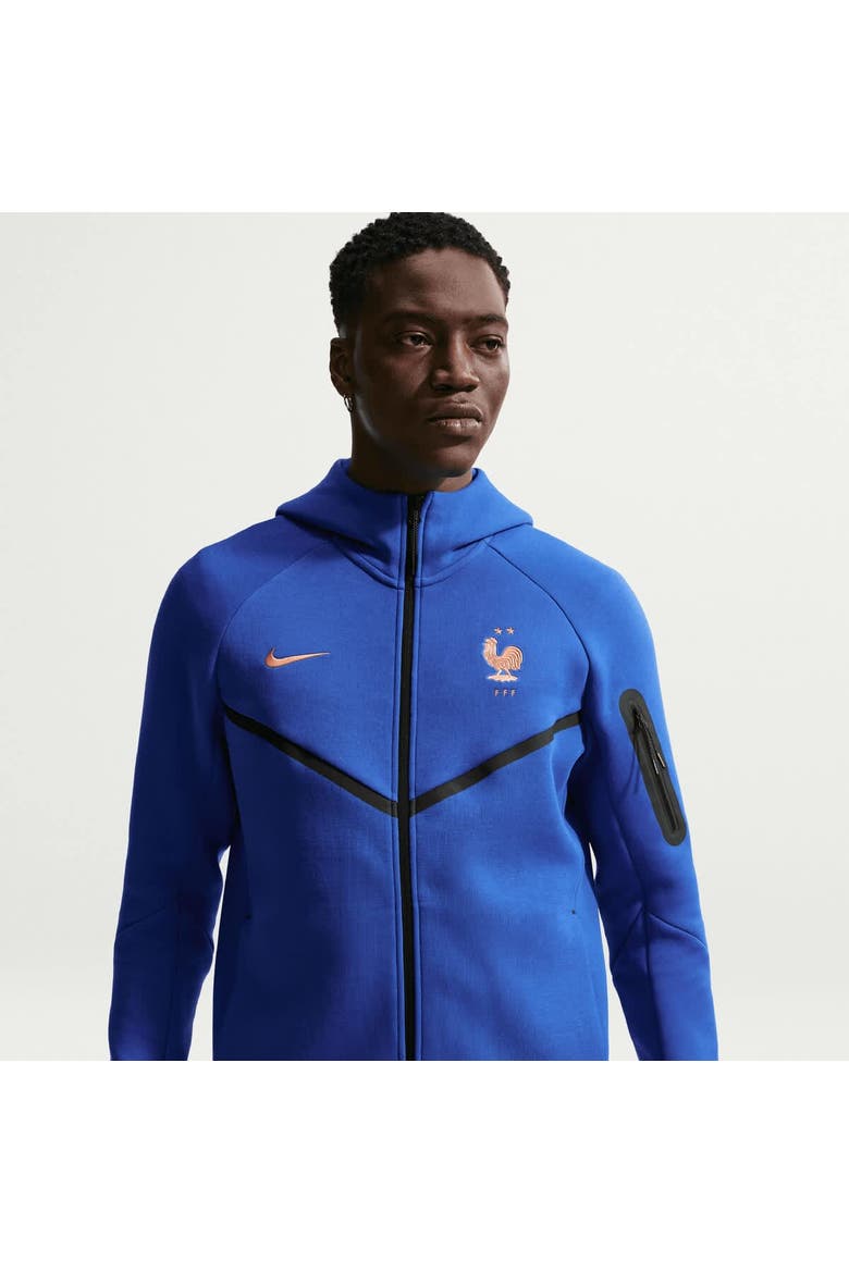 Men's Nike Blue France National Team 2026 Tech Fleece Windrunner Raglan Full-Zip Hoodie, Alternate, color, Blue
