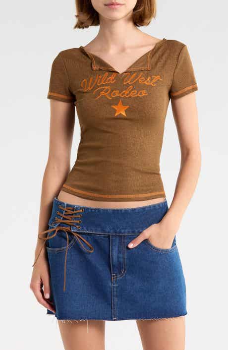 Wild West Rodeo Crop Graphic T-Shirt