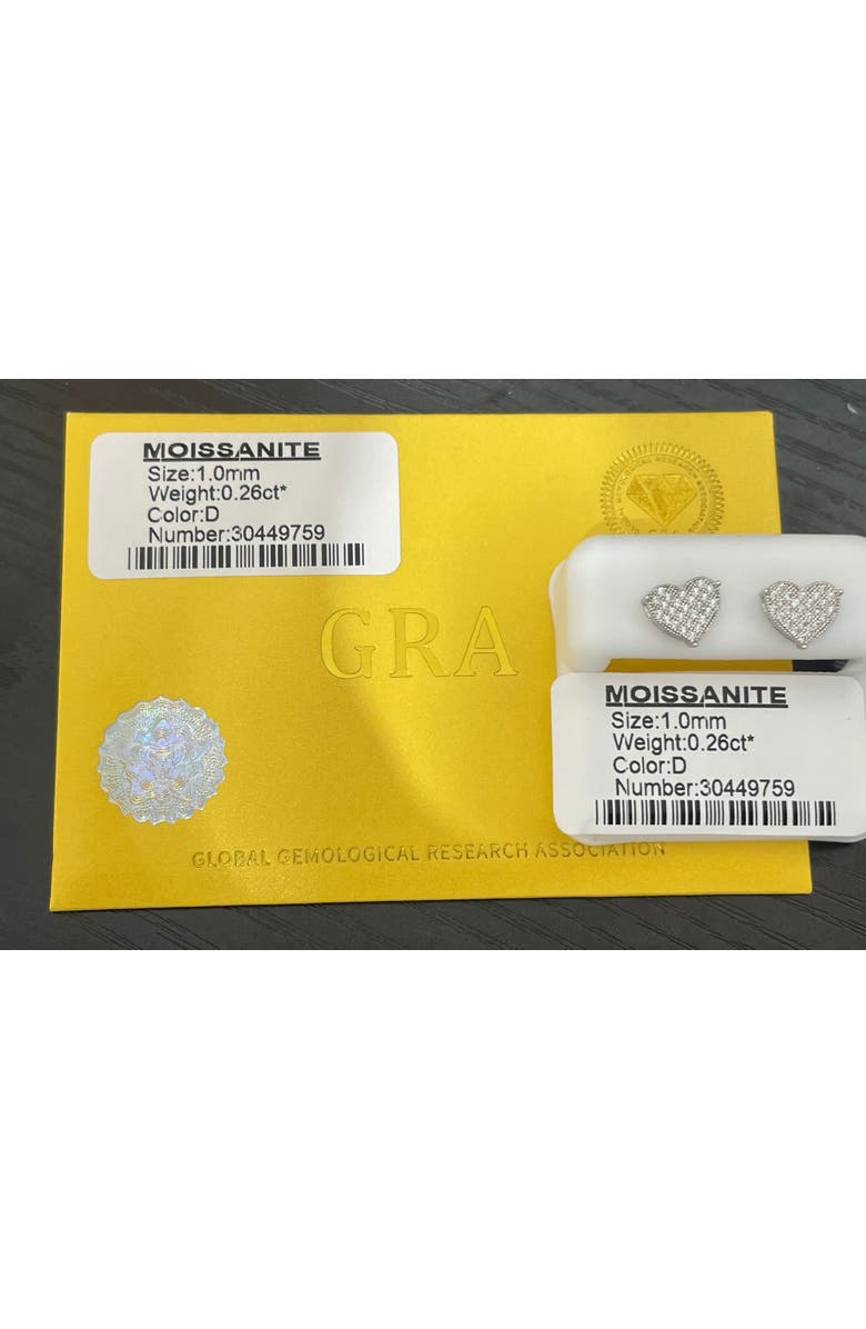 Donatello Gian 0.26CT Heart Moissanite Earrings, Alternate, color, 