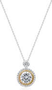 Crislu Two-Tone Halo Pendant Necklace