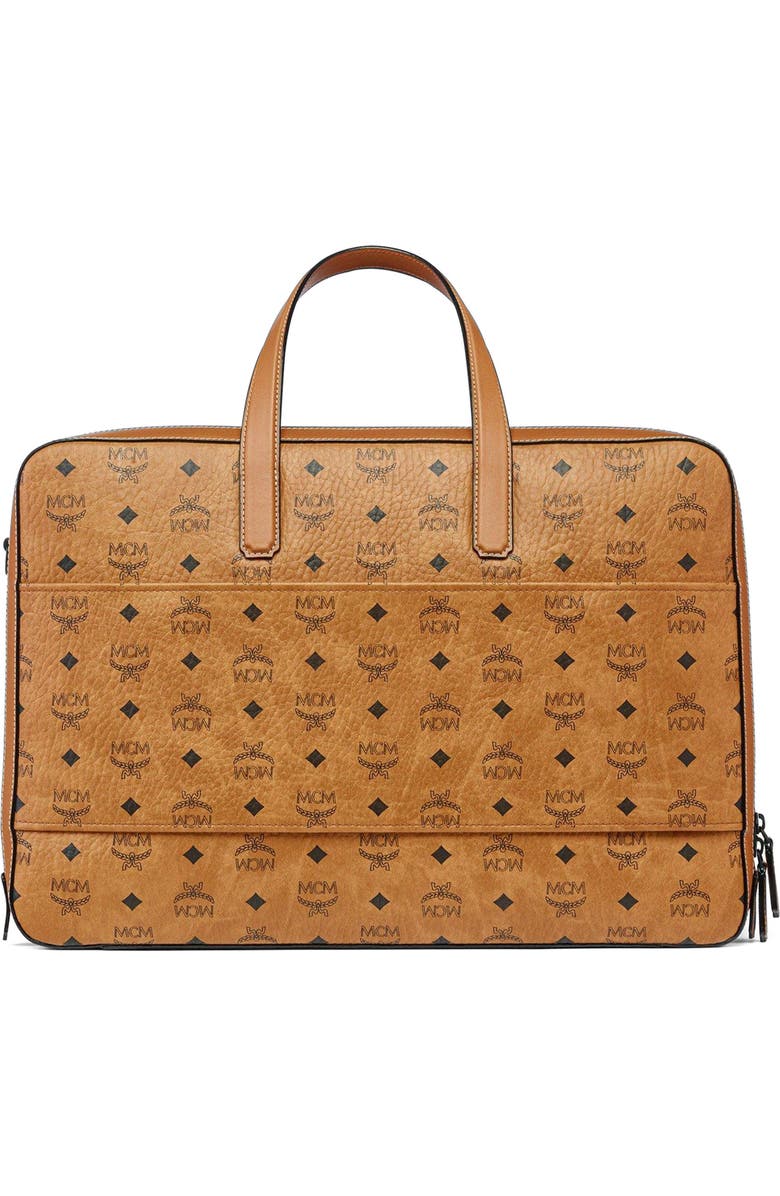 MCM Ottomar Garment Bag in Visetos, Alternate, color, Cognac