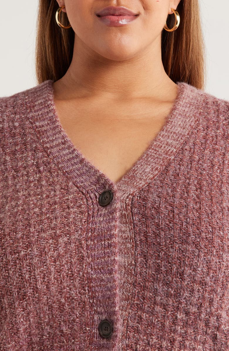 Treasure & Bond Textured V-Neck Cardigan, Alternate, color, Burgundy Rhode Combo