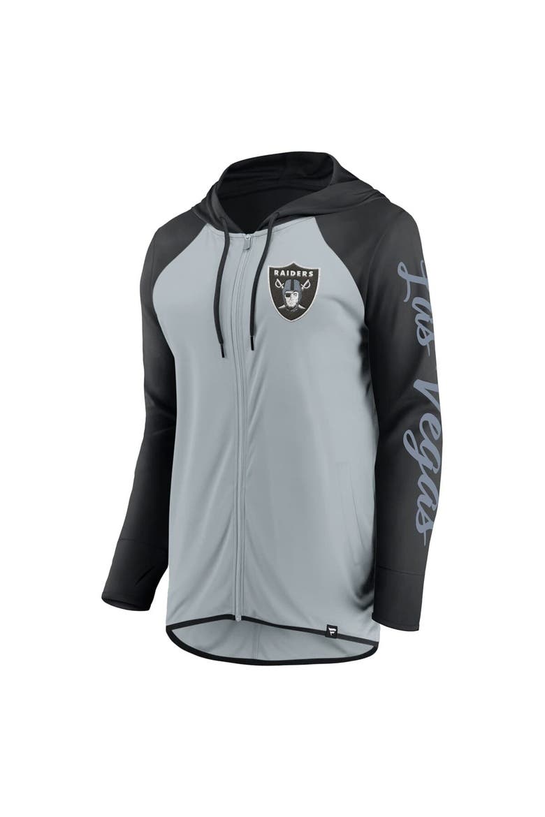 Women's Fanatics Silver/Black Las Vegas Raiders Script Full-Zip Hoodie, Alternate, color, Silver