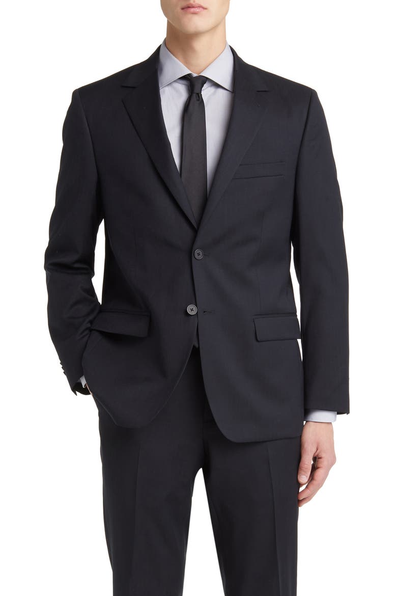 Norris Solid Wool Suit, Alternate, color, BLACK