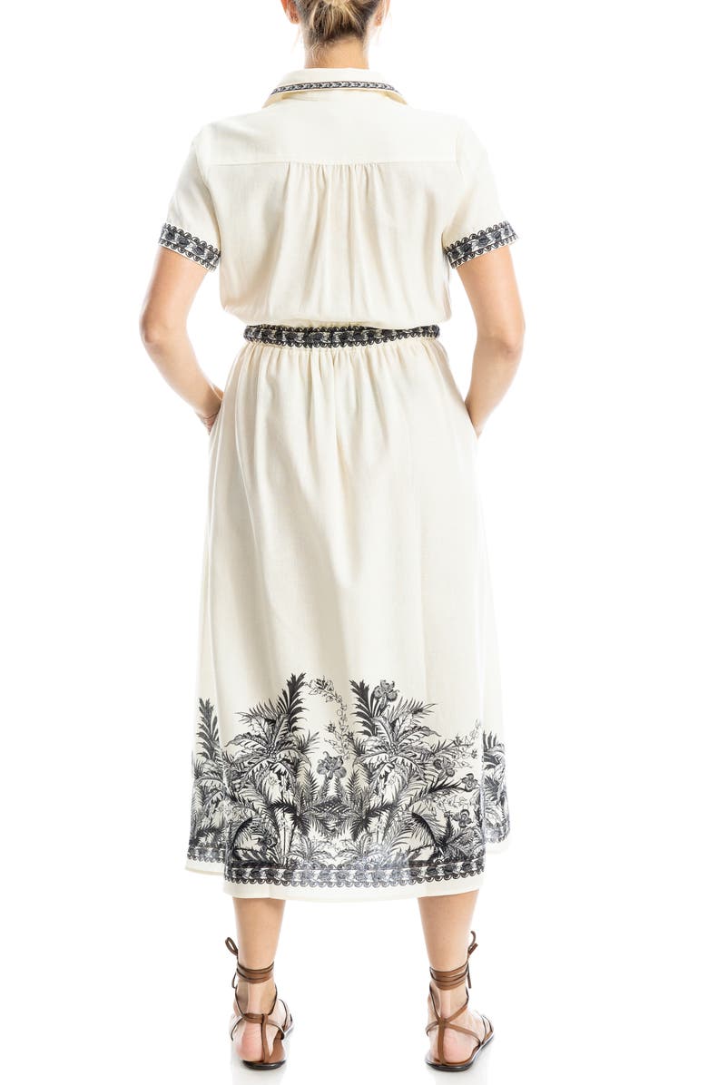 MAX STUDIO Border Print Midi Shirtdress, Alternate, color, Natural/ Black Tropical