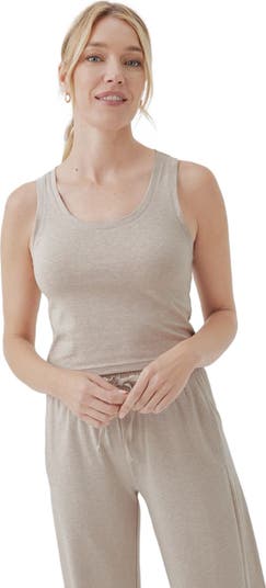 (取寄) パクト レディース クール ストレッチ フィッティド ラウンジ タンク PACT women Cool Stretch Fitted Lounge Tank White Pact Cool Stretch Cropped Lounge Tank | Oat Heather – Thread