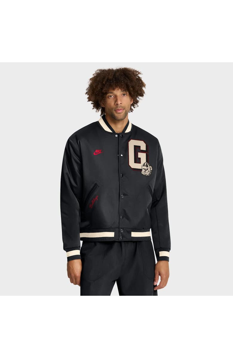 Nike Men's Nike Black Georgia Bulldogs Legacy Full-Snap Bomber Jacket, Alternate, color, Black