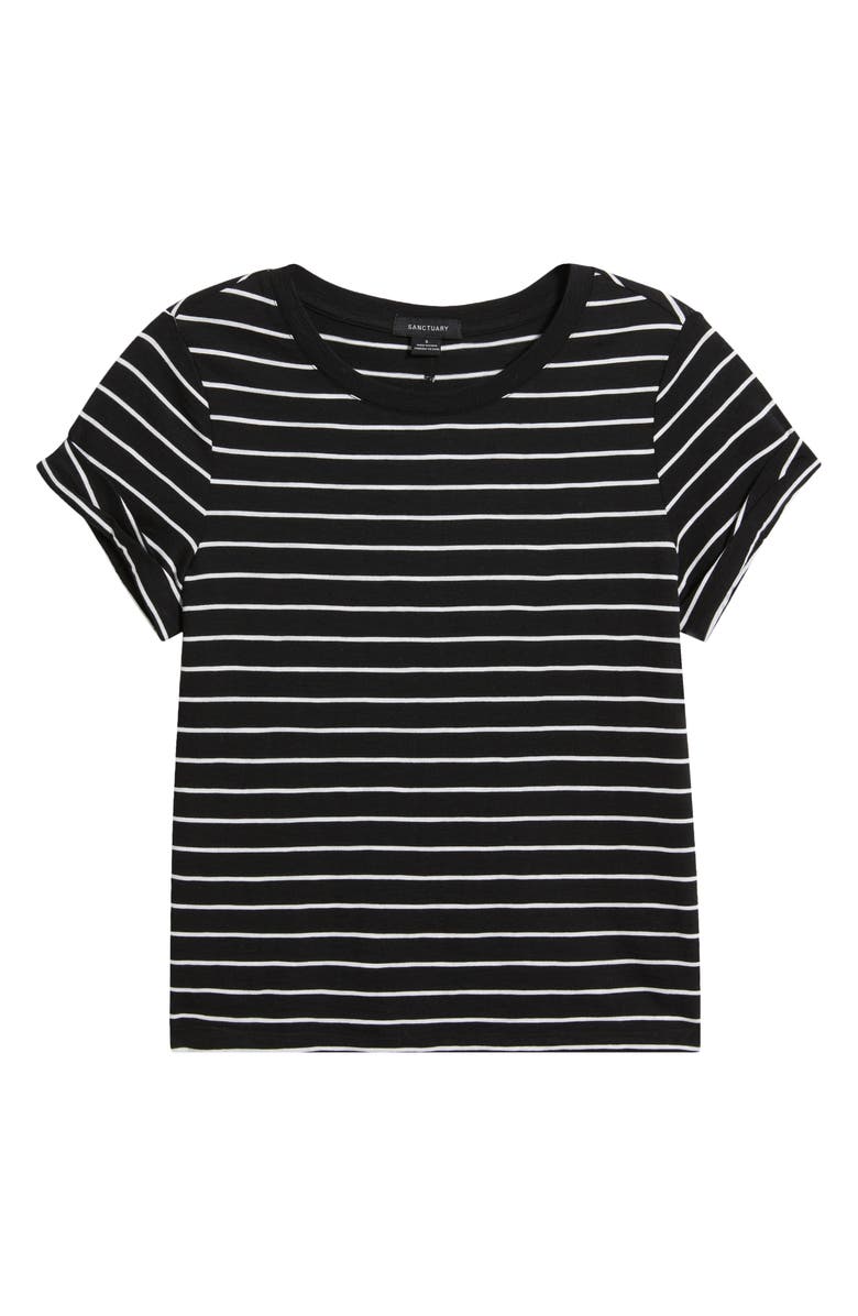 Sanctuary Abstract Print Cotton Blend T-Shirt, Alternate, color, Black/White Stripe
