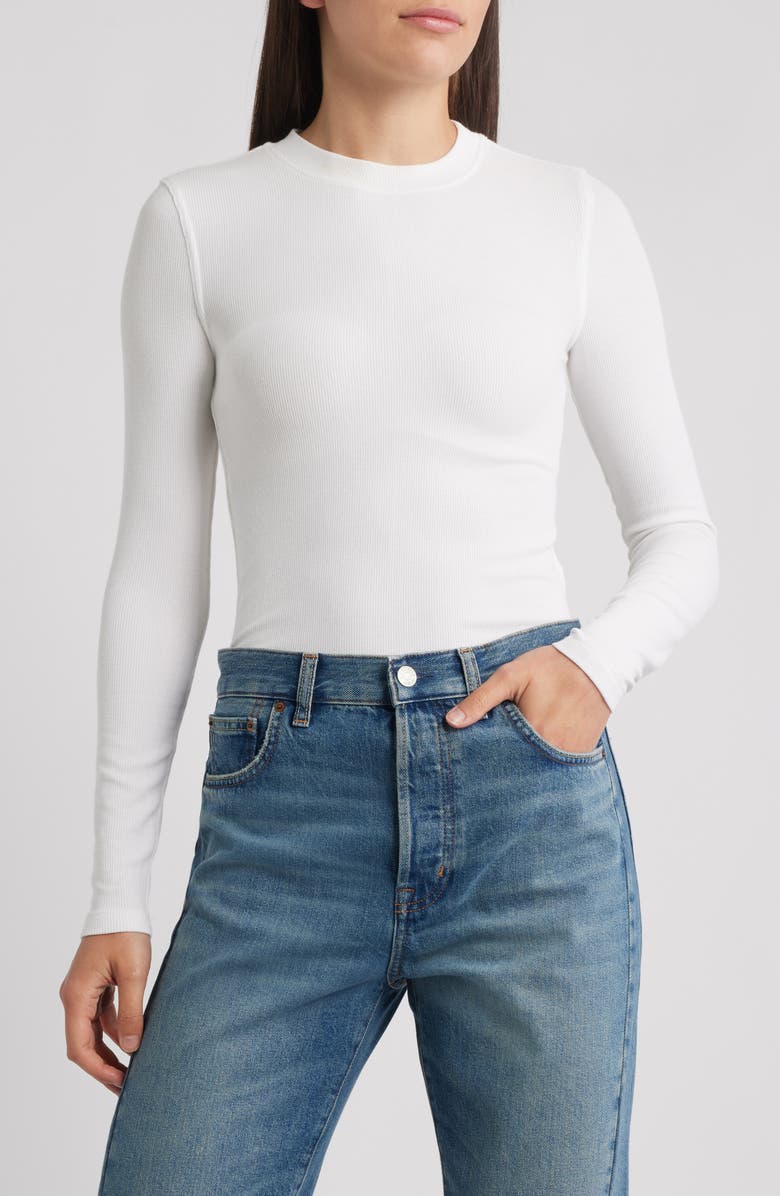 FRAME The Rib Crewneck Top, Main, color, White
