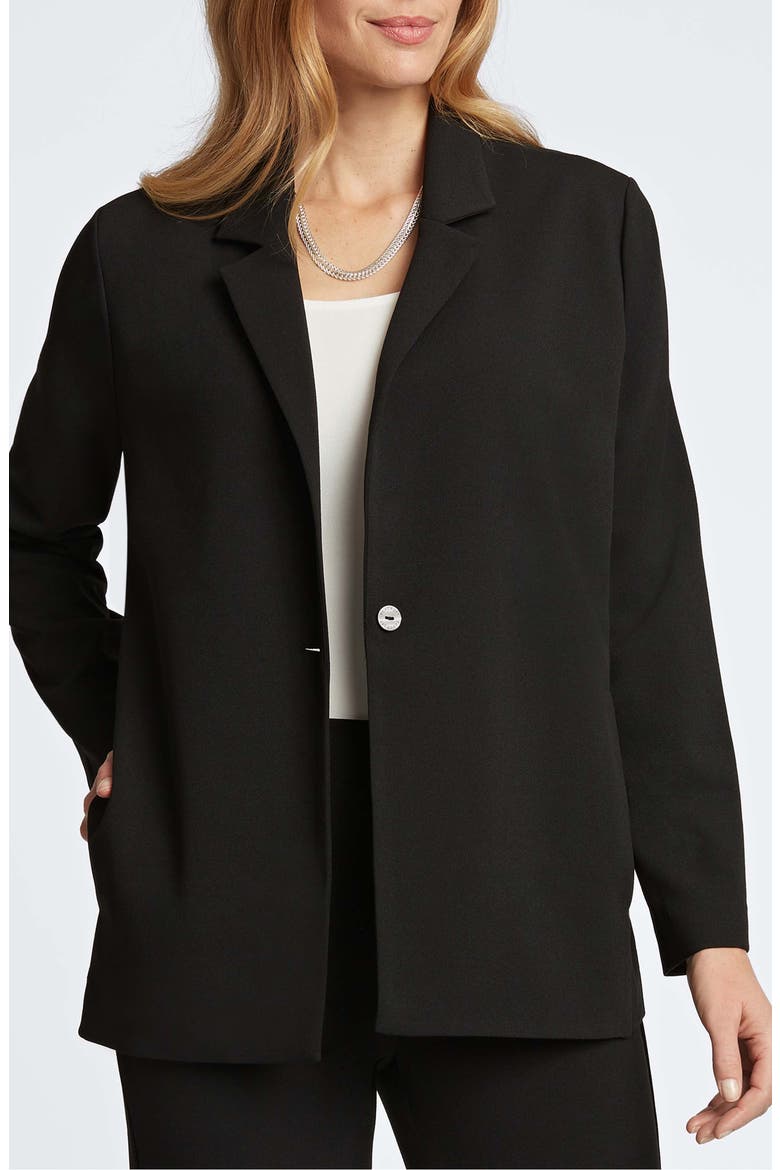Morgan Crepe Knit Blazer, Main, color, BLACK