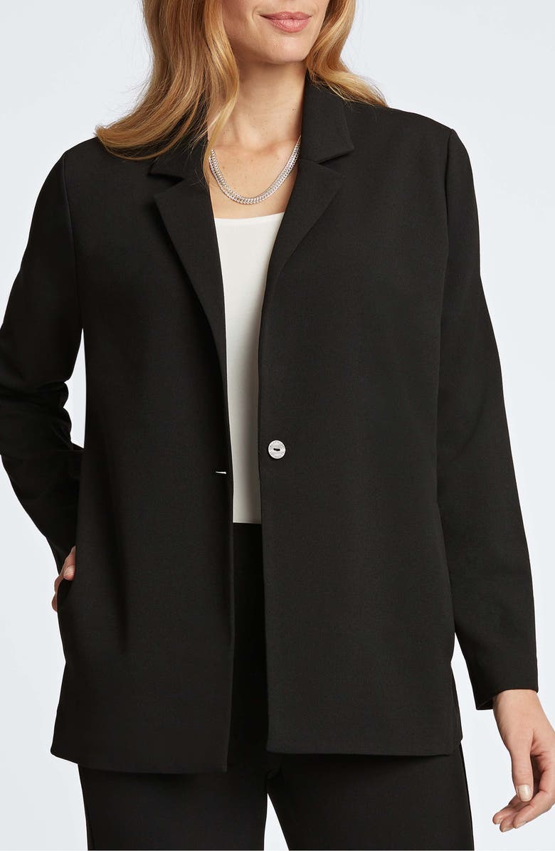 Foxcroft Morgan Crepe Knit Blazer, Main, color, Black