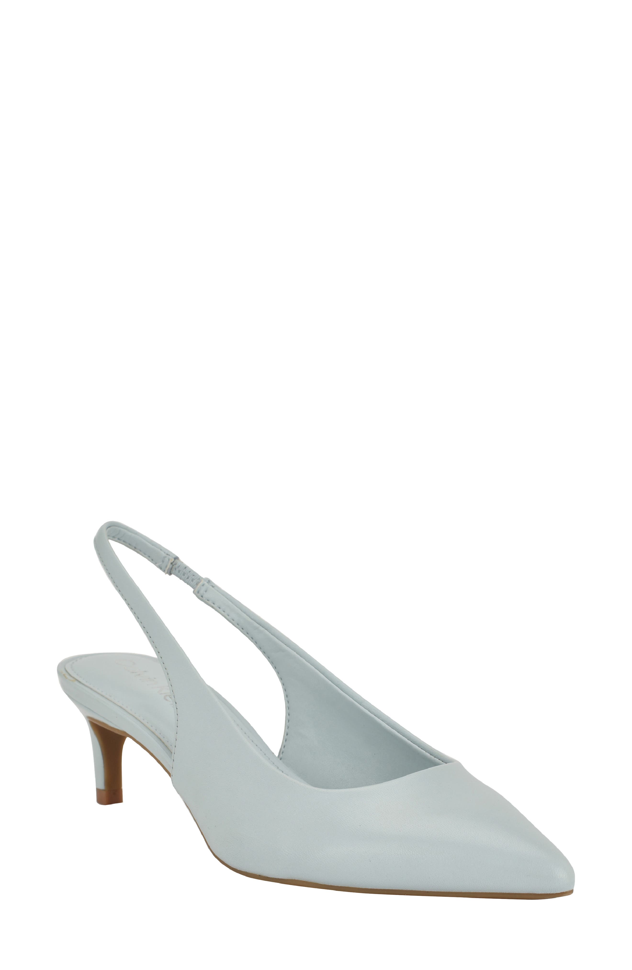 Dainty Kitten Heel Pointed Toe Slingback Pump, Main, color, LIGHT GREEN