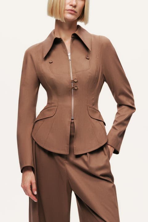 Zip-Front Tailored Jacket