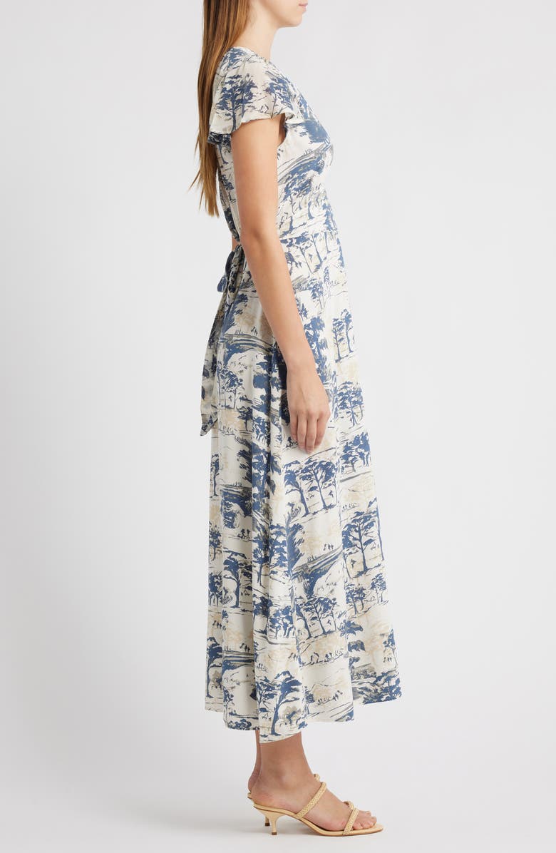 NEXT Print Tie Back Maxi Dress, Alternate, color, Blue