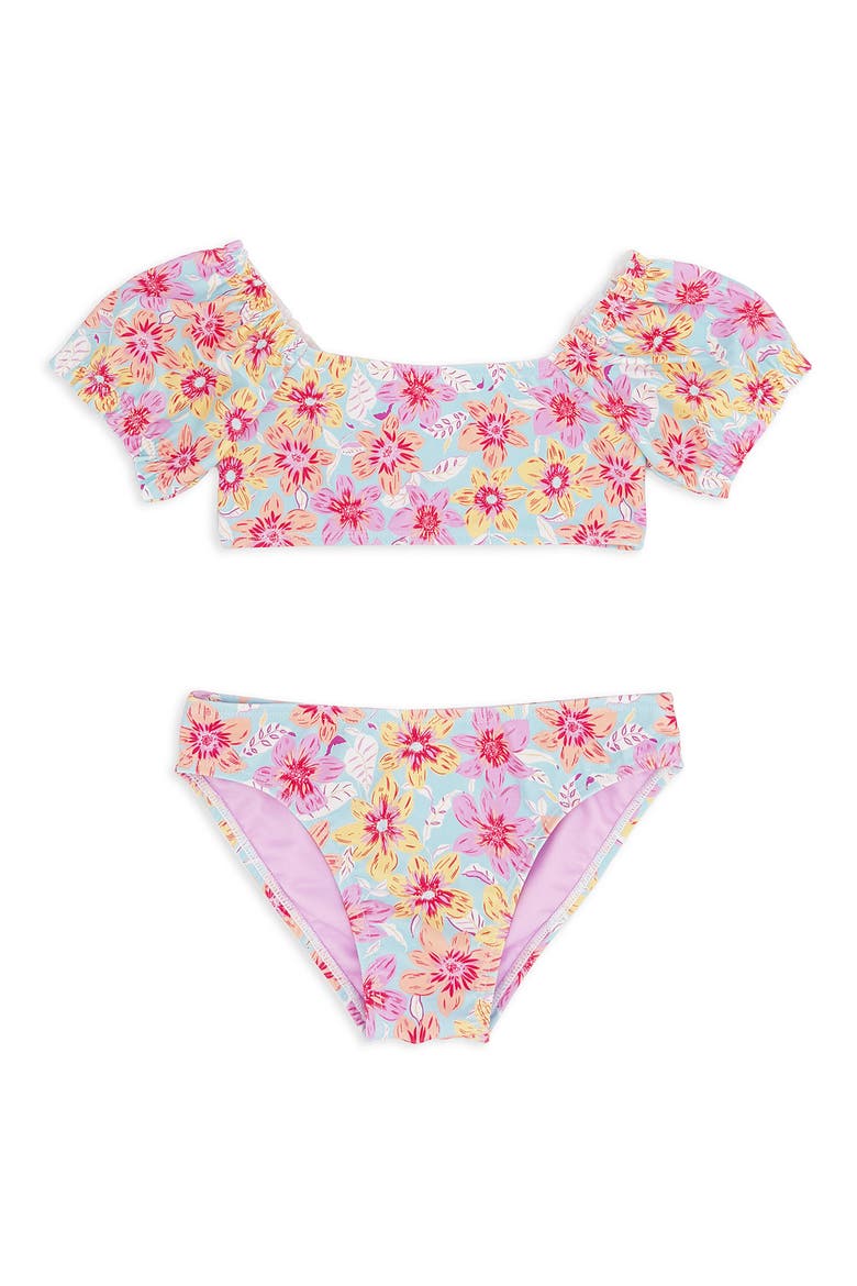 Kids' Blossom UPF 50+ Two-Piece Swimsuit, Main, color, CRYSTAL BLUE