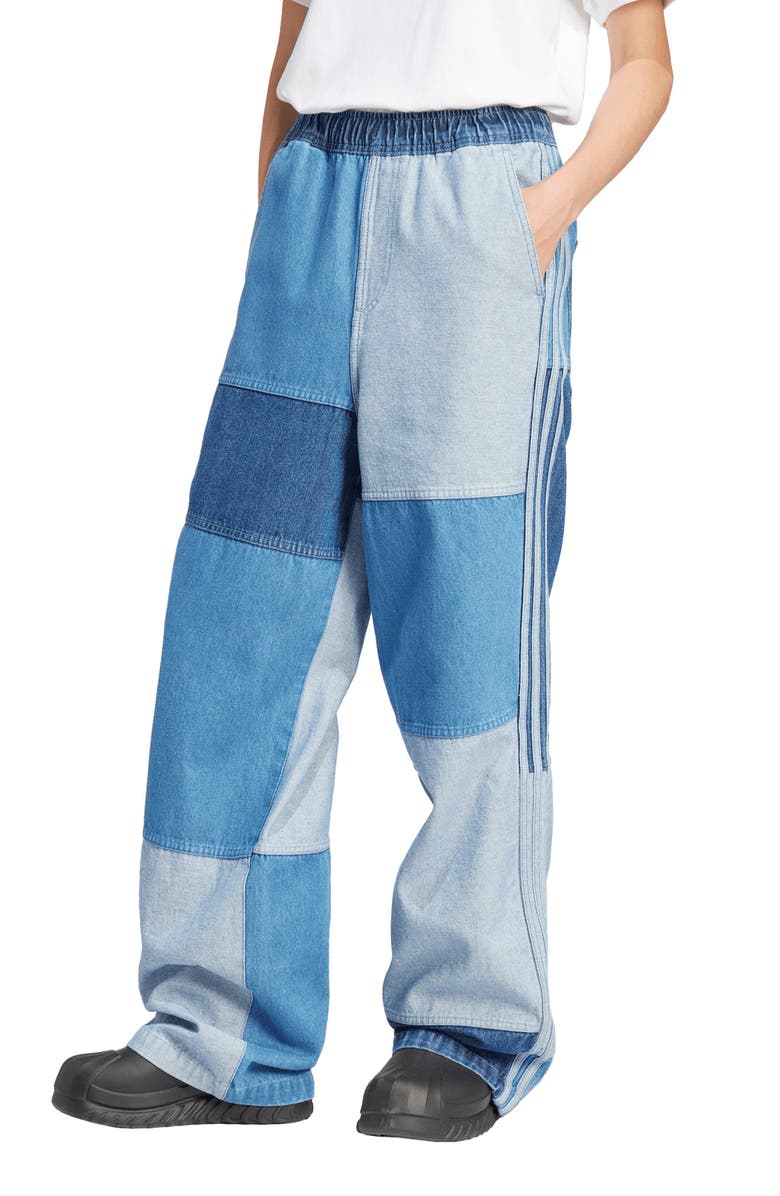 adidas x KSENIASCHNAIDER Patchwork Wide Leg Jeans, Main, color, 