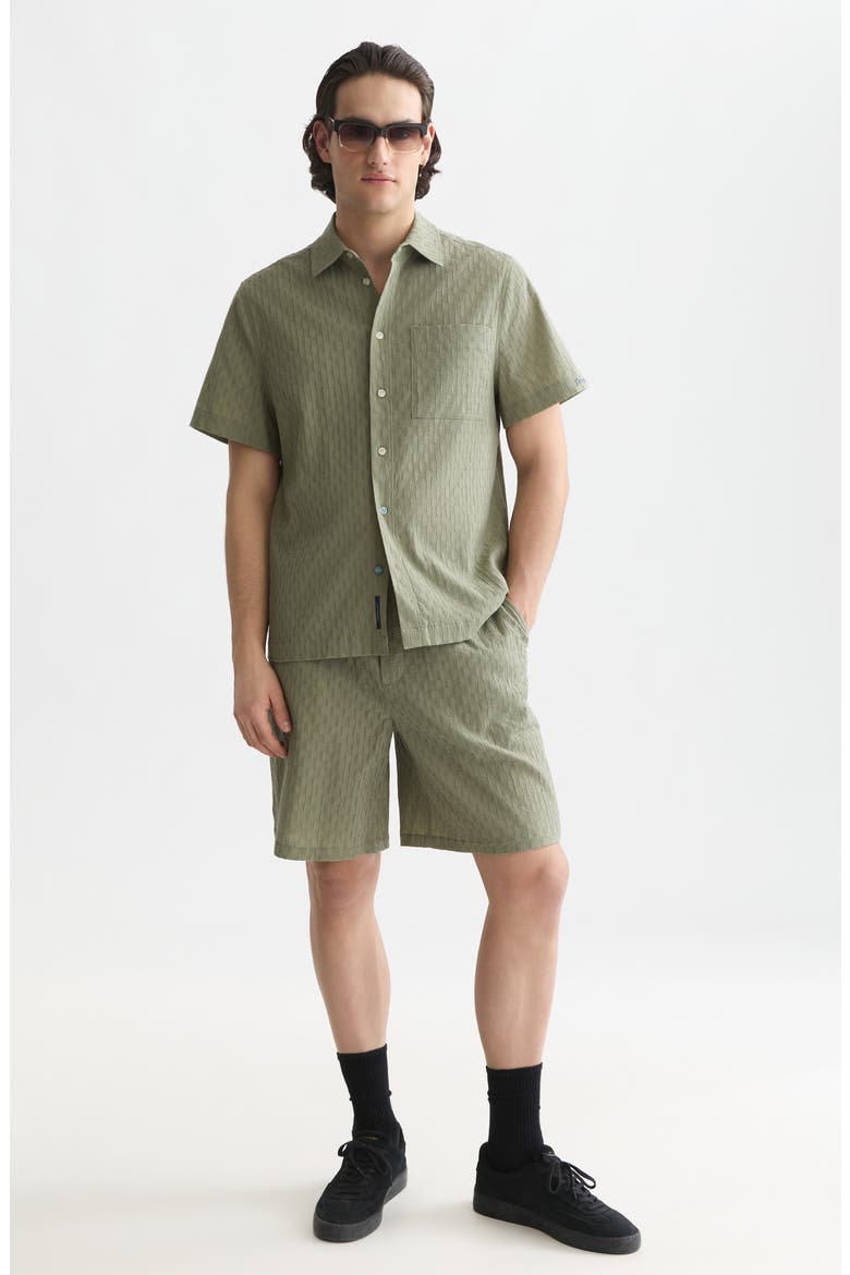 Drawstring Seersucker Shorts, Alternate, color, OIL GREEN
