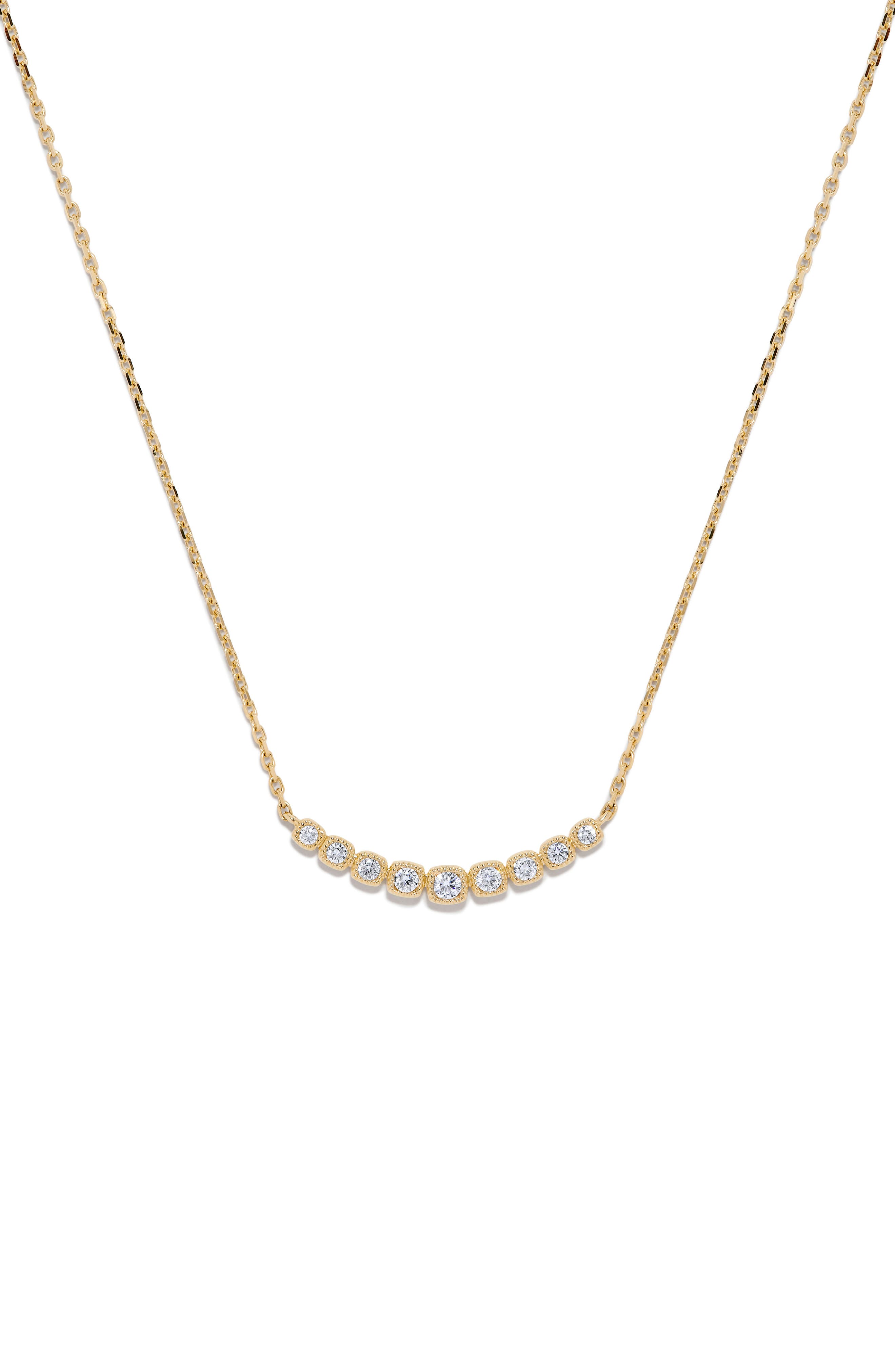 H.J. Namdar 14K Gold Milgrain Diamond Station Necklace - 0.24 ctw