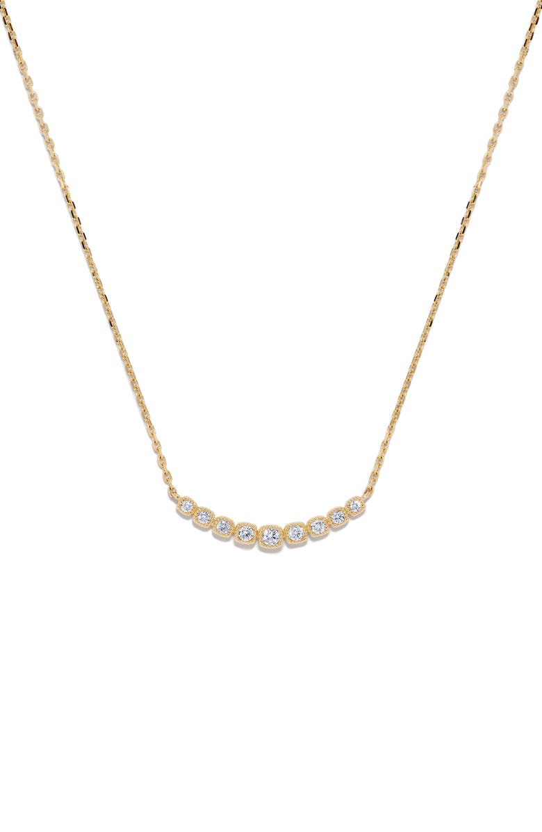 H.J. Namdar 14K Gold Milgrain Diamond Station Necklace - 0.24 ctw, Main, color, Yellow Gold