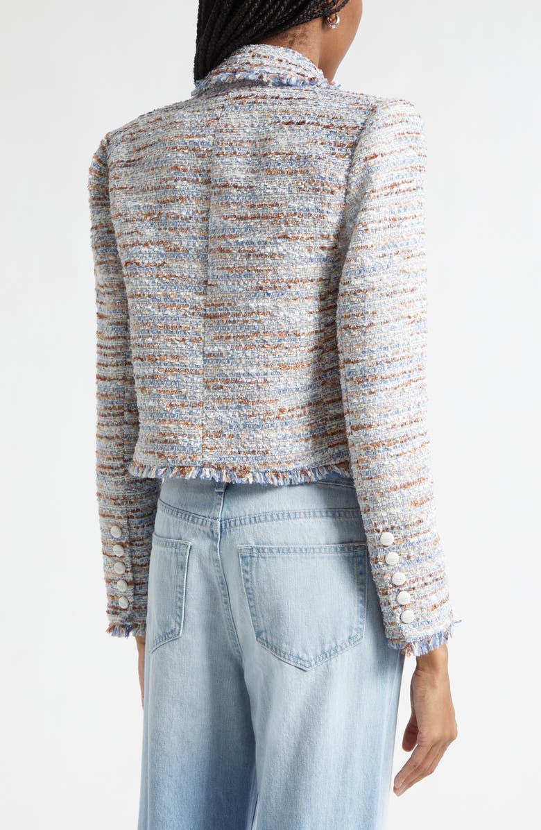 L'AGENCE Marv Boxy Tweed Jacket, Alternate, color, Blue/ Beige Tweed