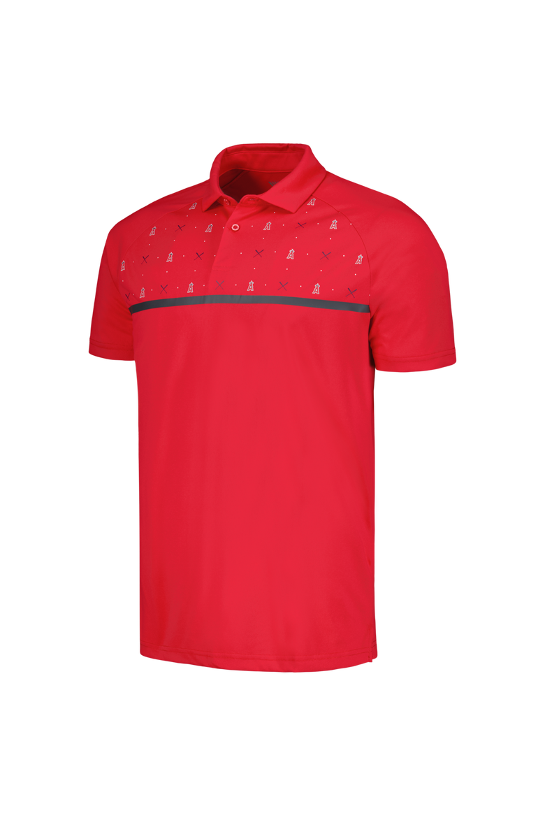 Men's Levelwear Red Los Angeles Angels Sector Batter Up Raglan Polo, Alternate, color, Red