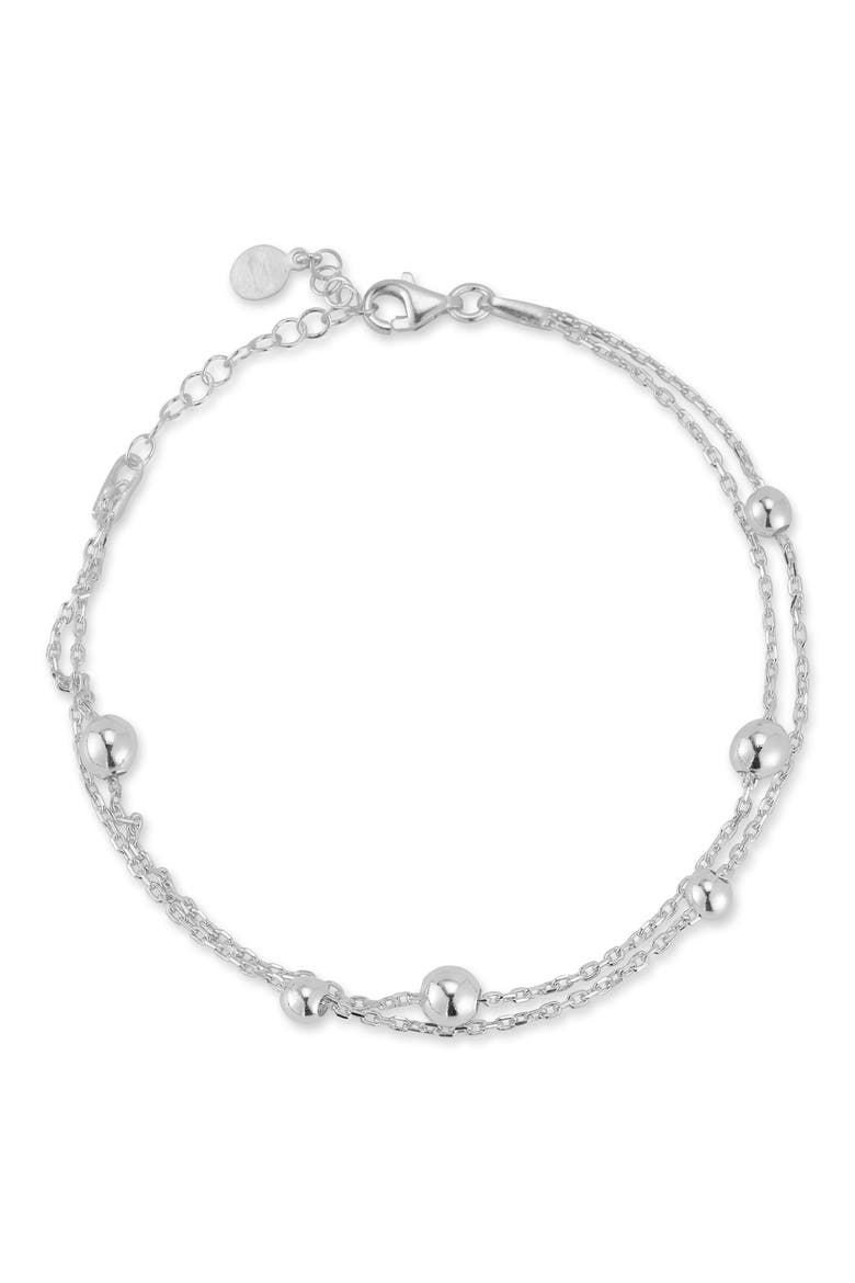 Beaded Double Chain Bracelet, Main, color, SILVER