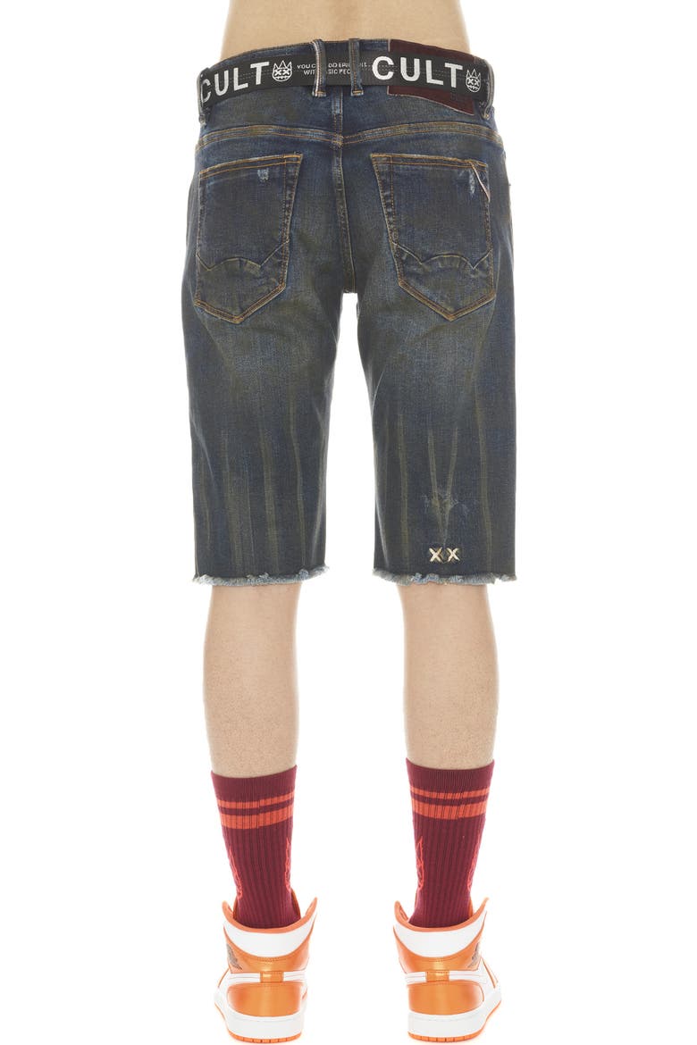 Rocker Belted Slim Fit Stretch Denim Shorts, Alternate, color, TIDAL