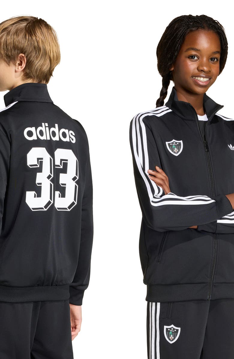 adidas Originals x Disney Kids' Firebird Track Jacket, Alternate, color, Black/ White