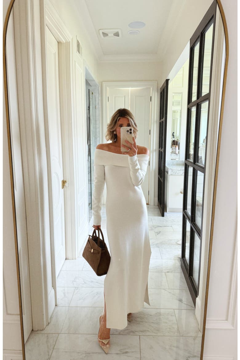 x @cellajaneblog Over the Shoulder Sweater Dress, Alternate, color, SNOW
