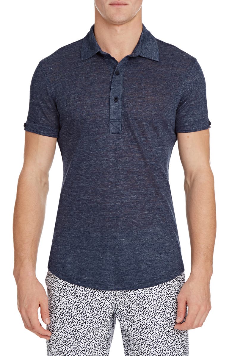 Orlebar Brown Sebastian Mélange Linen Polo, Main, color, 