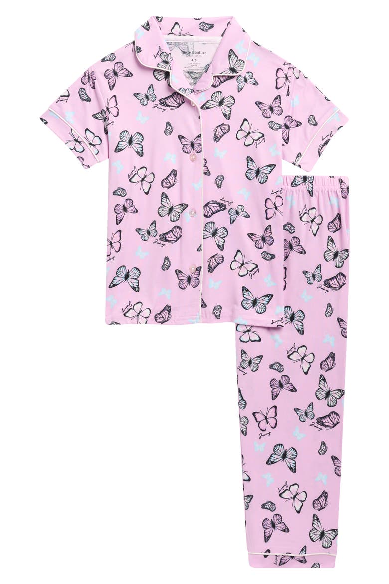 Kids' Butterfly Peached Jersey Two-Piece Pajamas, Main, color, LAVENDERING BUTTERLY LOGO