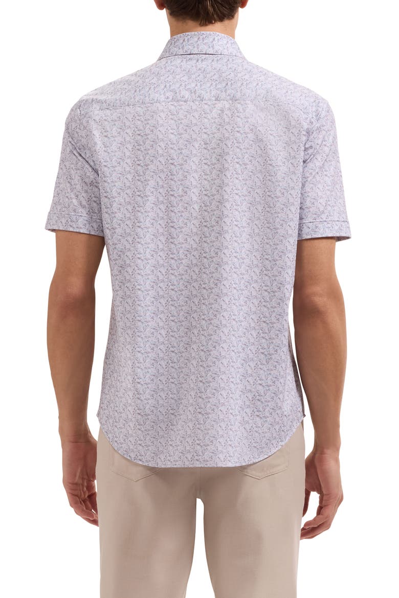 Miles OoohCotton® Leaf Print Short Sleeve Button-Up Shirt, Alternate, color, DUSTY PINK