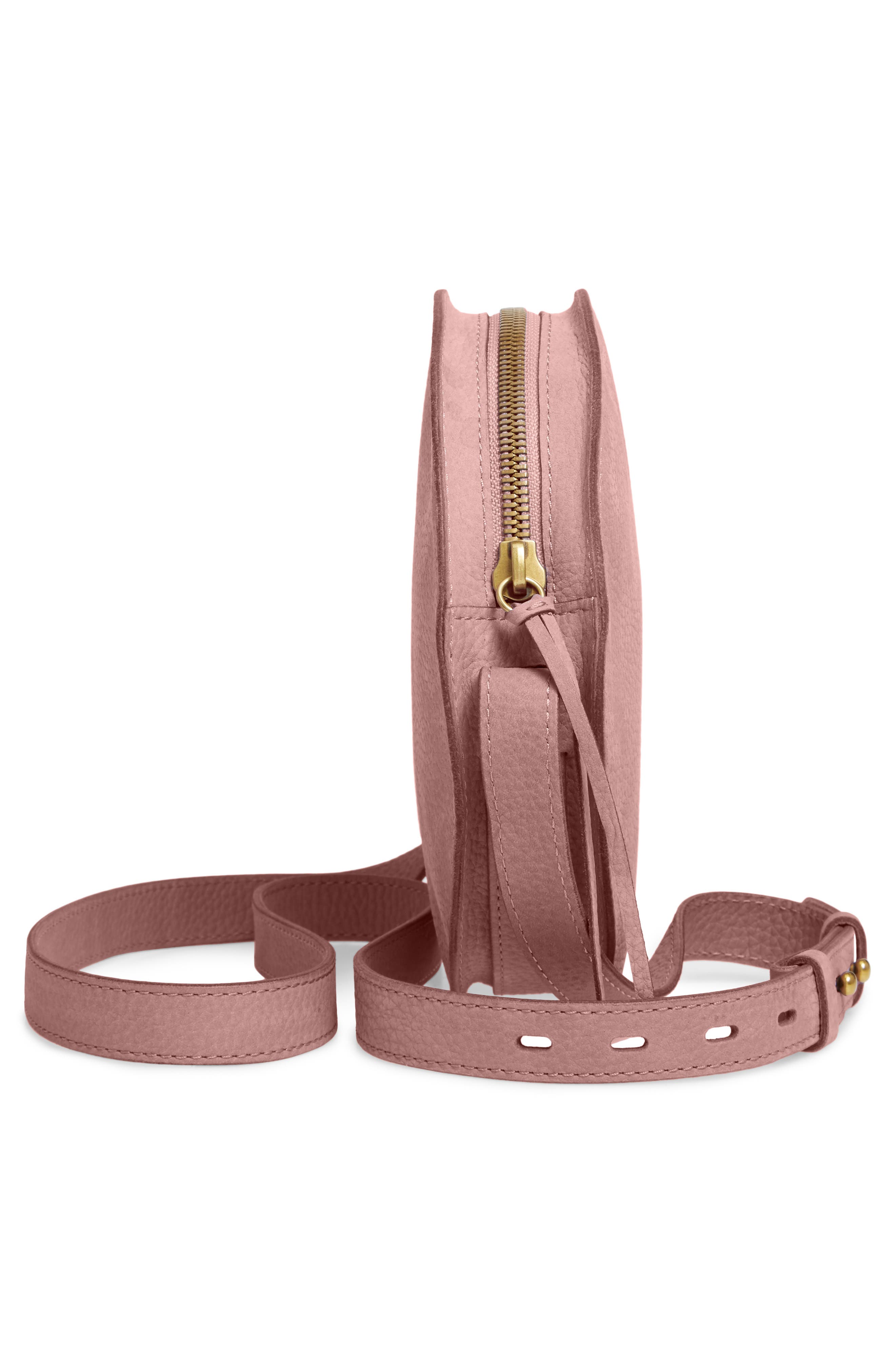 Madewell The Simple Circle Nubuck Leather Crossbody Bag, Alternate, color, 